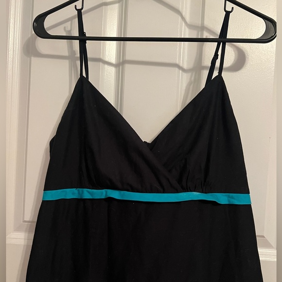 Studio 1940 Black Cotton Turquoise Floral Embroidered High Waist Sundress Sz12 - Picture 7 of 9